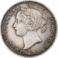 NEWFOUNDLAND, Victoria, 10 Cents, 1865, Rare, Silver, AU(50-53), KM:3