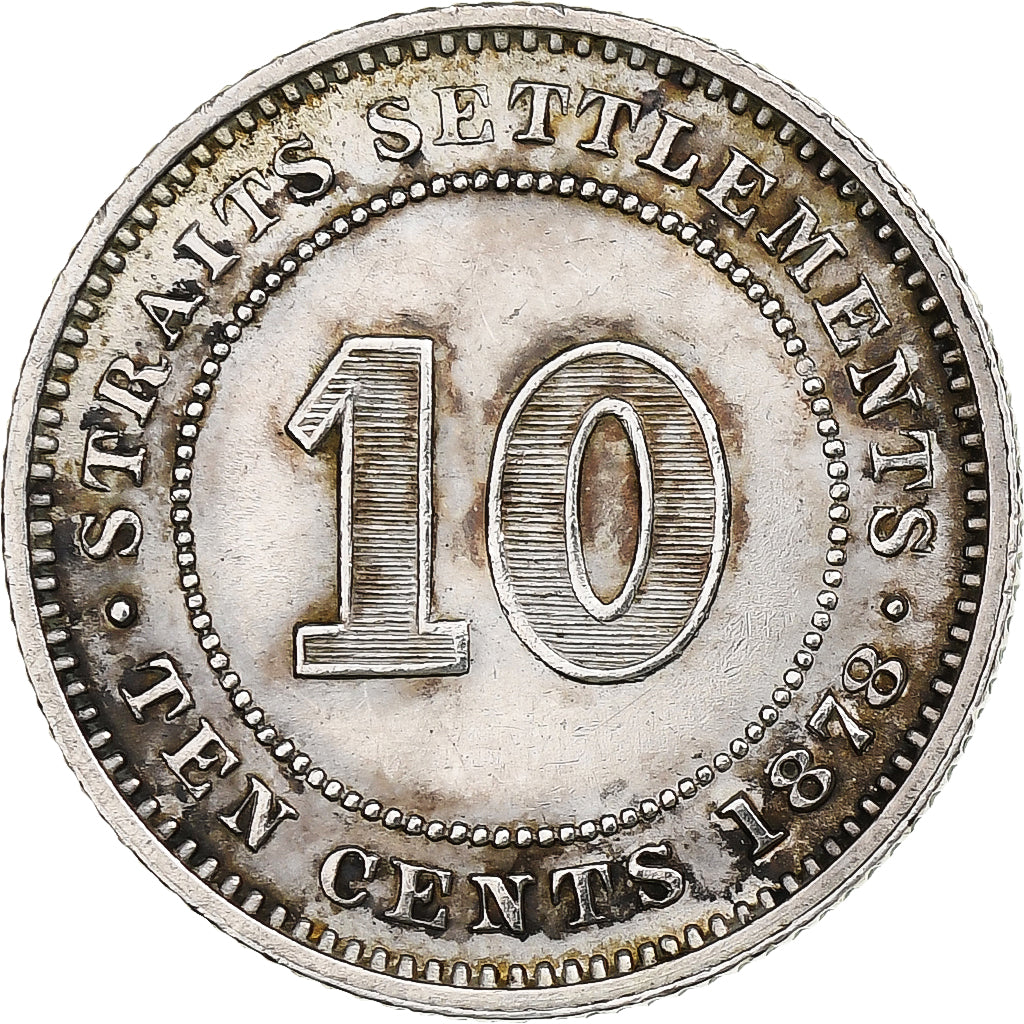 Établissements des détroits, Victoria, 10 Cents, 1878, Argent, TTB, KM:11