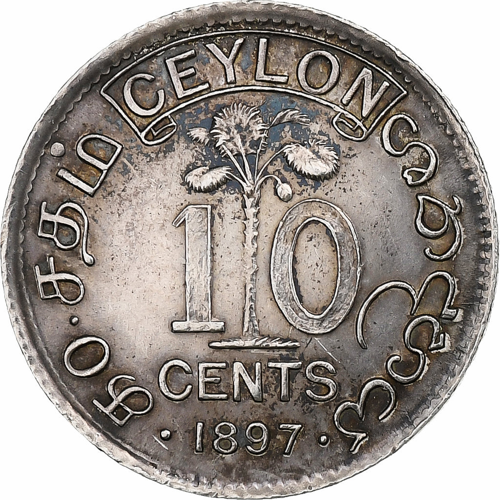 Ceylon, Victoria, 10 Cents, 1897, Silver, AU(50-53), KM:94