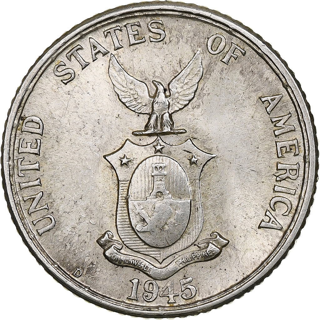 Philippines, 20 Centavos, 1945, Silver, AU(55-58), KM:182