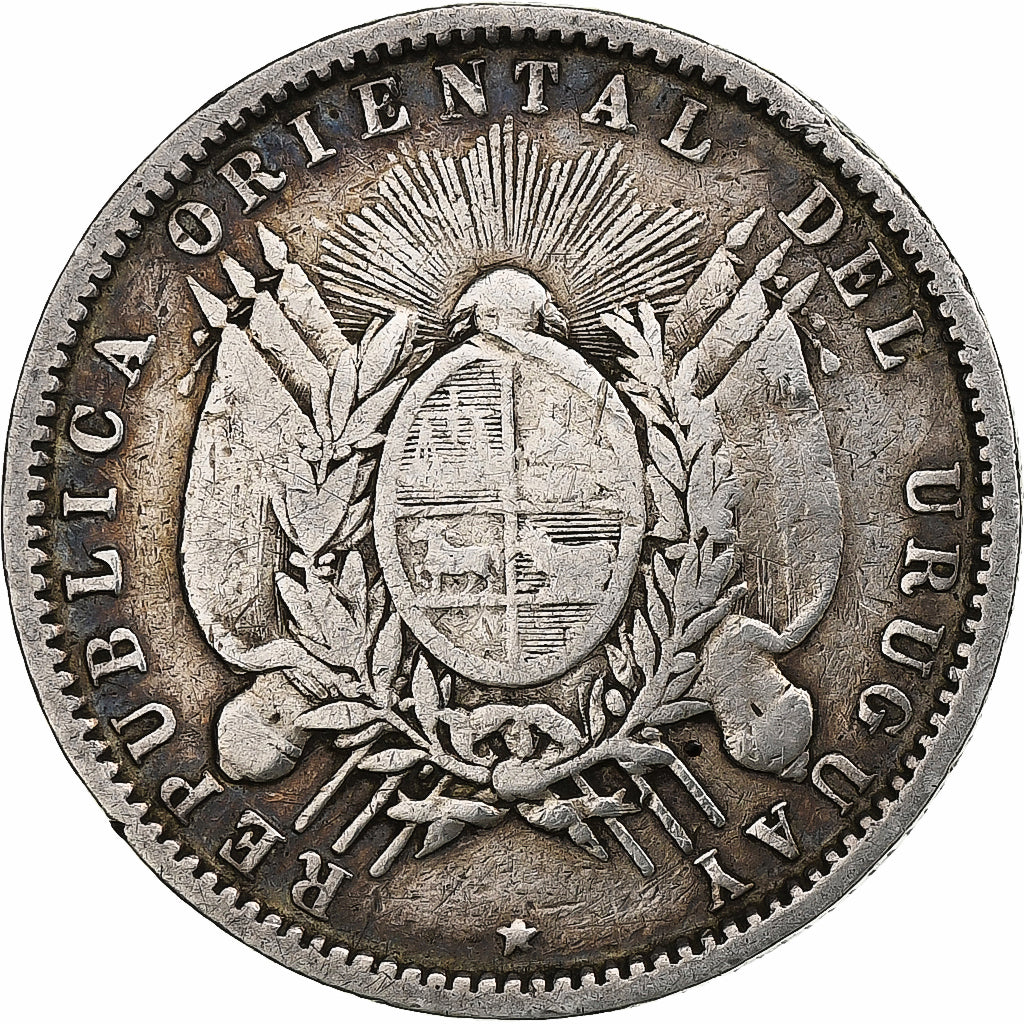 Uruguay, 20 Centesimos, 1877, Uruguay Mint, Silver, VF(30-35), KM:15