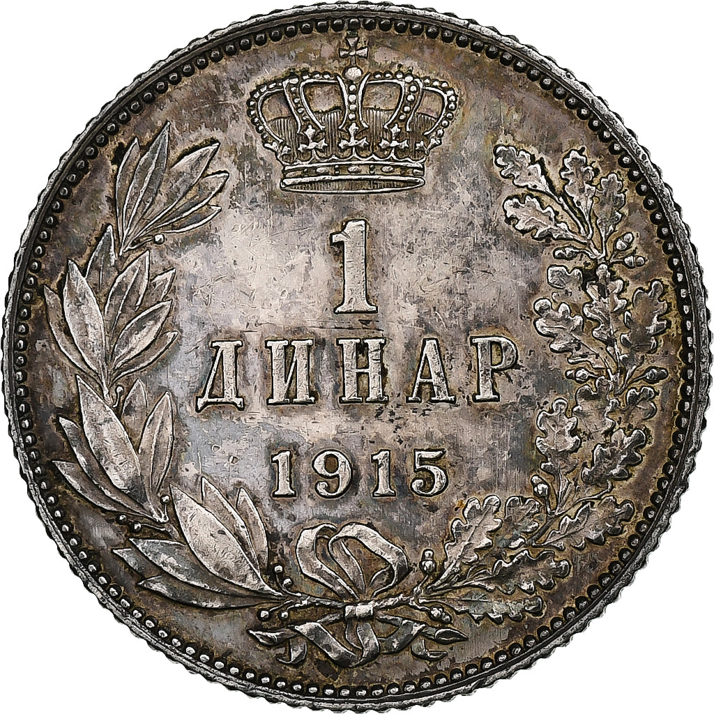 Serbia, Peter I, Dinar, 1915, Paris, Argento, BB+, KM:25.1