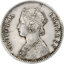 INDIA-BRITISH, Victoria, 1/4 Rupee, 1885, Calcutta, Silver, EF(40-45), KM:490