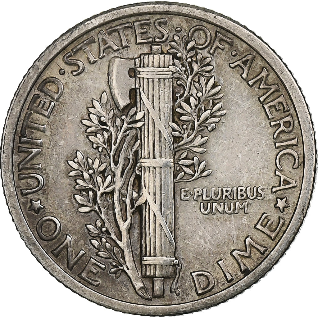 United States, Mercury Dime, 1916, Philadelphia, Silver, AU(50-53), KM:140