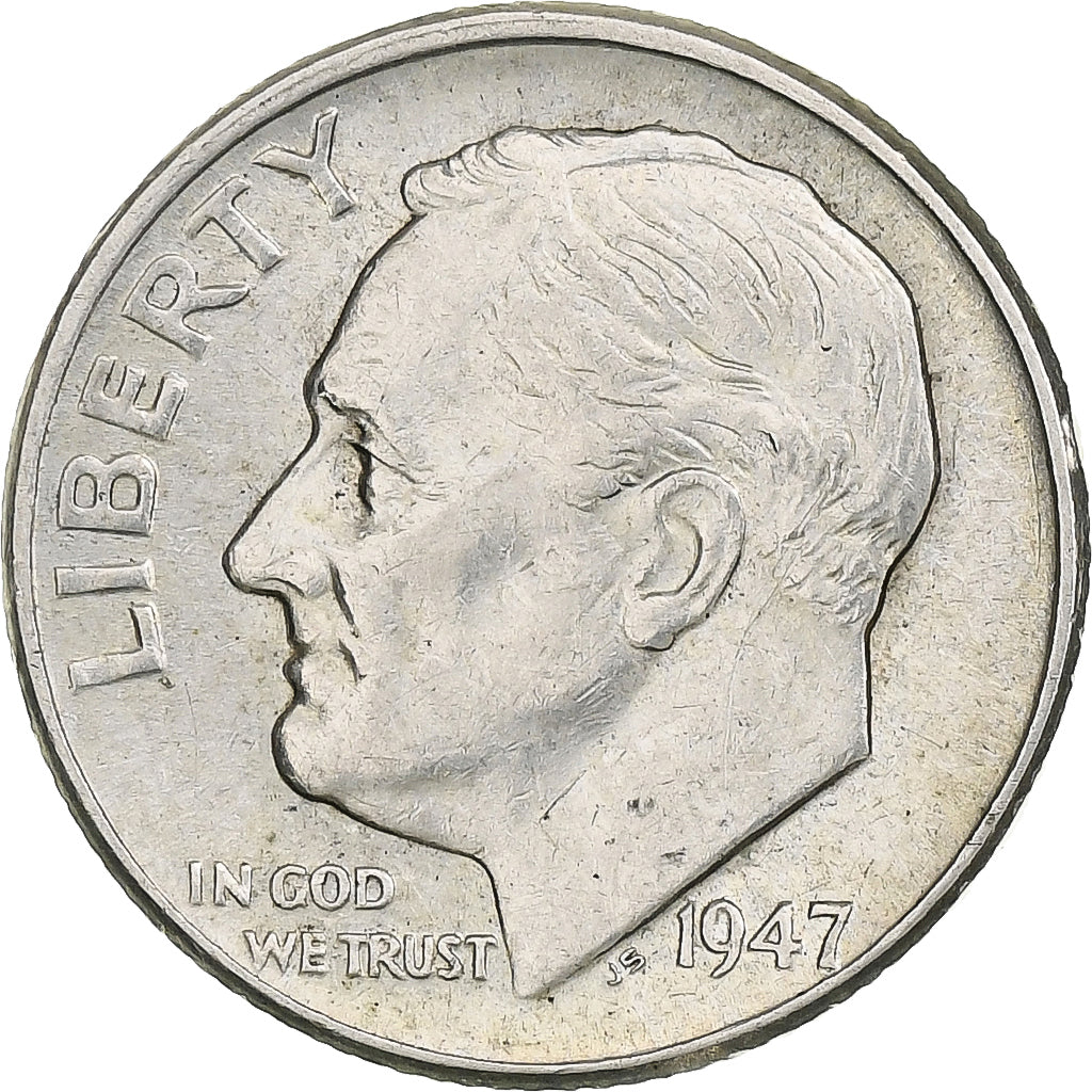 Estados Unidos da América, Dime, Roosevelt, 1947, Philadelphia, Prata