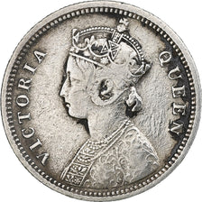 INDIA-BRITISH, Victoria, 1/4 Rupee, 1874, Calcutta, Silver, VF(20-25), KM:470