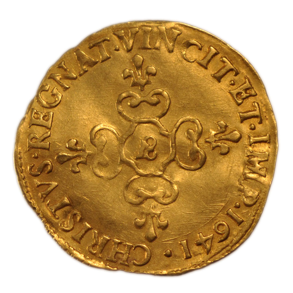 FRANCE, Écu d'or, ECU D'or, 1641, Aix, KM #41.20, AU(50-53), Gold, Gadoury #55, 