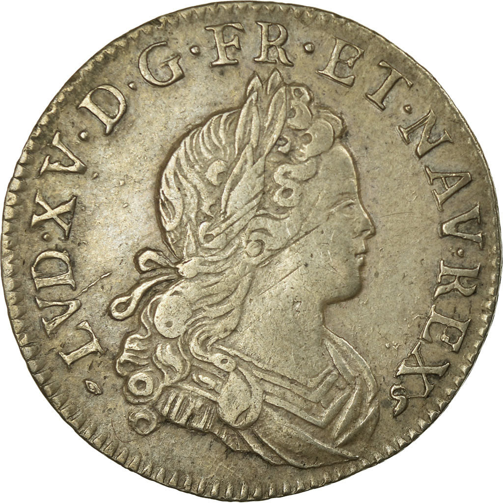 Monnaie, France, Louis XV, 1/4 Écu de France-Navarre, 30 Sols, 1/4 ECU, 1718