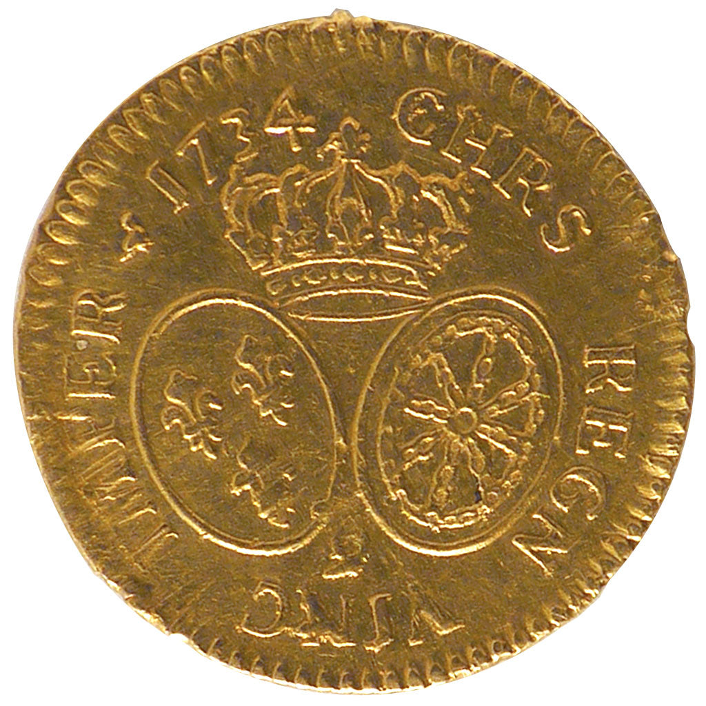 FRANCE, Louis d'or aux lunettes, Louis d'Or, 1734, Rennes, KM #489.26,...