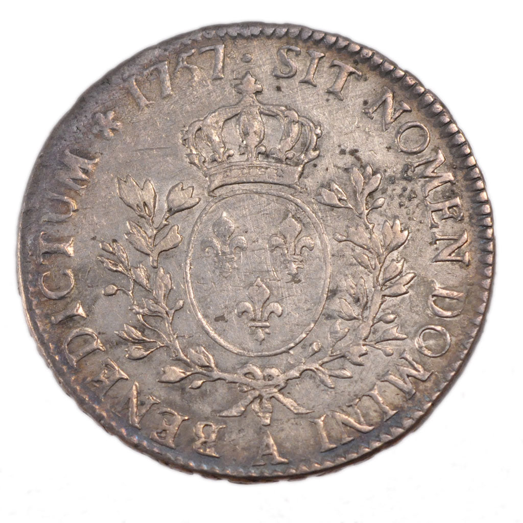 FRANCE, Écu au bandeau, Ecu, 1757, Paris, KM #512.1, AU(50-53), Silver, Gadoury 