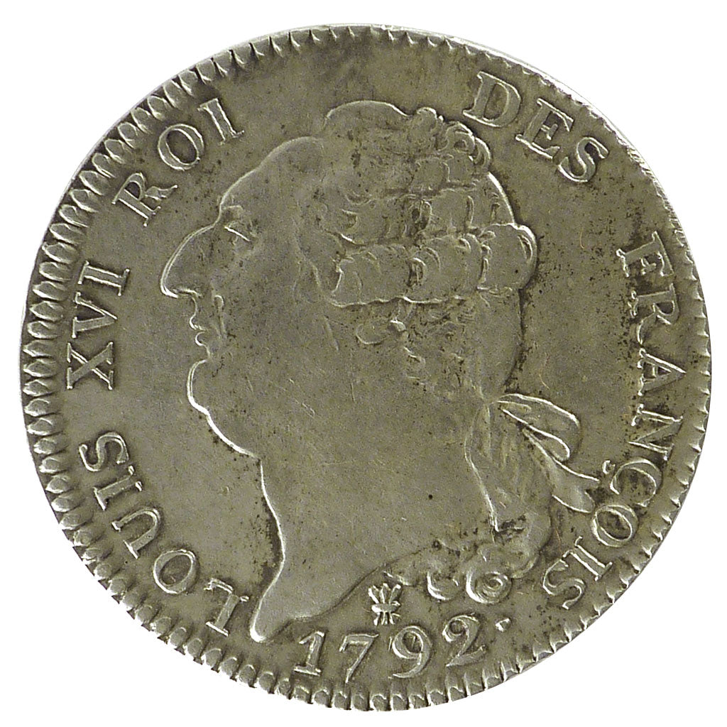 FRANCE, Ecu, 1792, Limoges, AU(55-58), Silver, Gadoury #55, 29.40