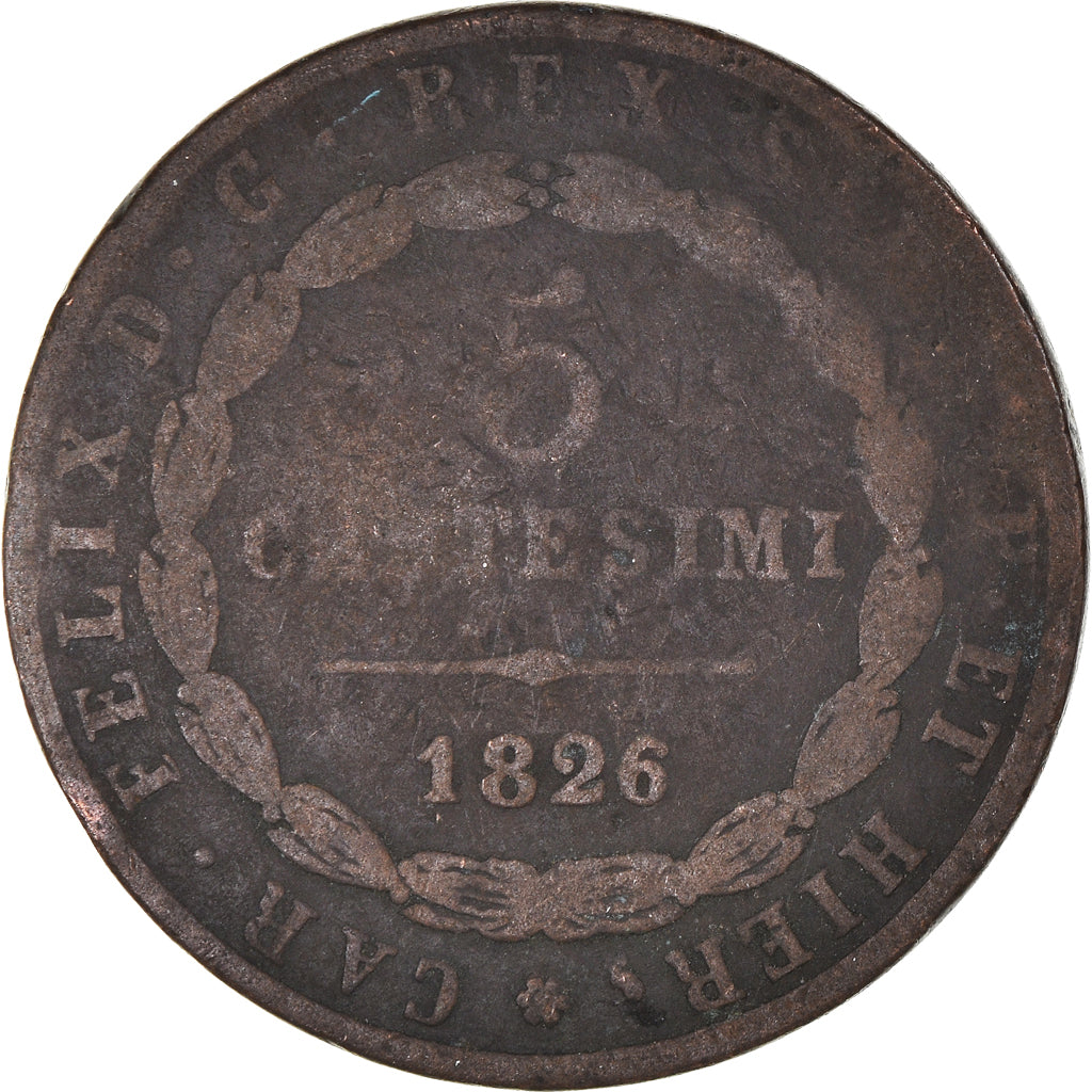 Coin, Italy, 5 Centesimi, 1826