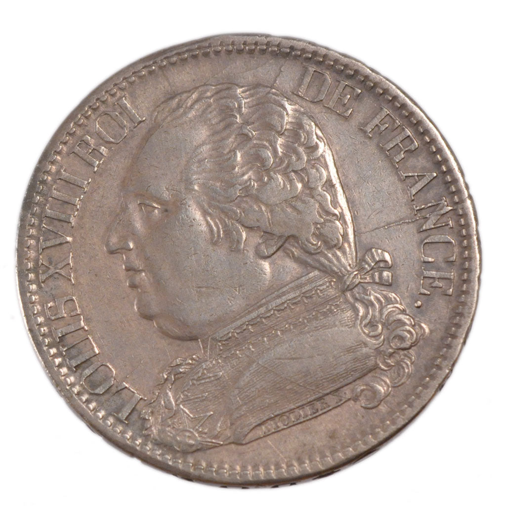 FRANCE, 5 Francs, 1815, Perpignan, AU(55-58), Silver, Gadoury #591, 24.90