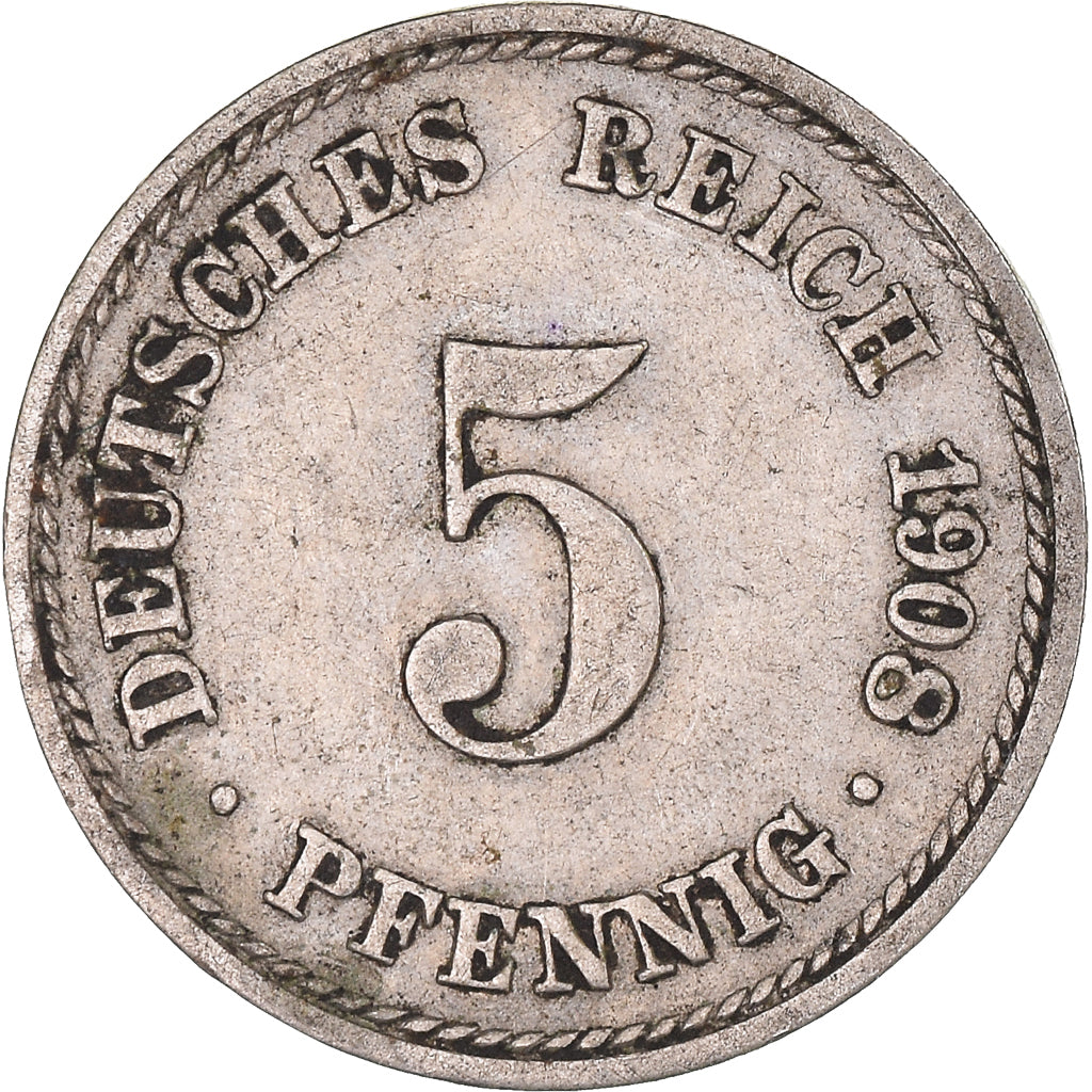 Moneta, GERMANIA - IMPERO, 5 Pfennig, 1908