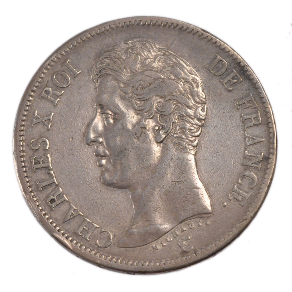 FRANCE, Charles X, 5 Francs, 1824, Paris, KM #720.1, AU(50-53), Silver, Gadoury.