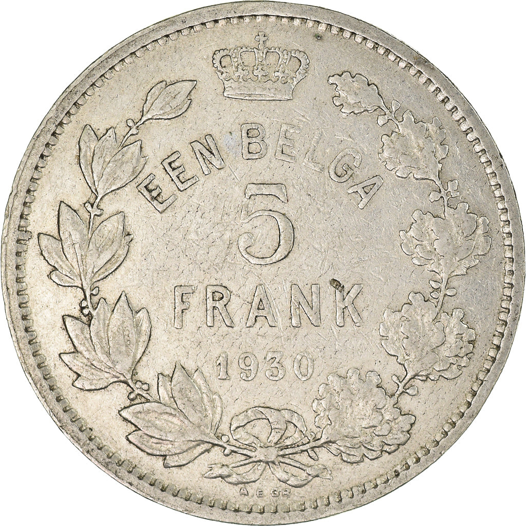 Monnaie, Belgique, 5 Francs, 1930
