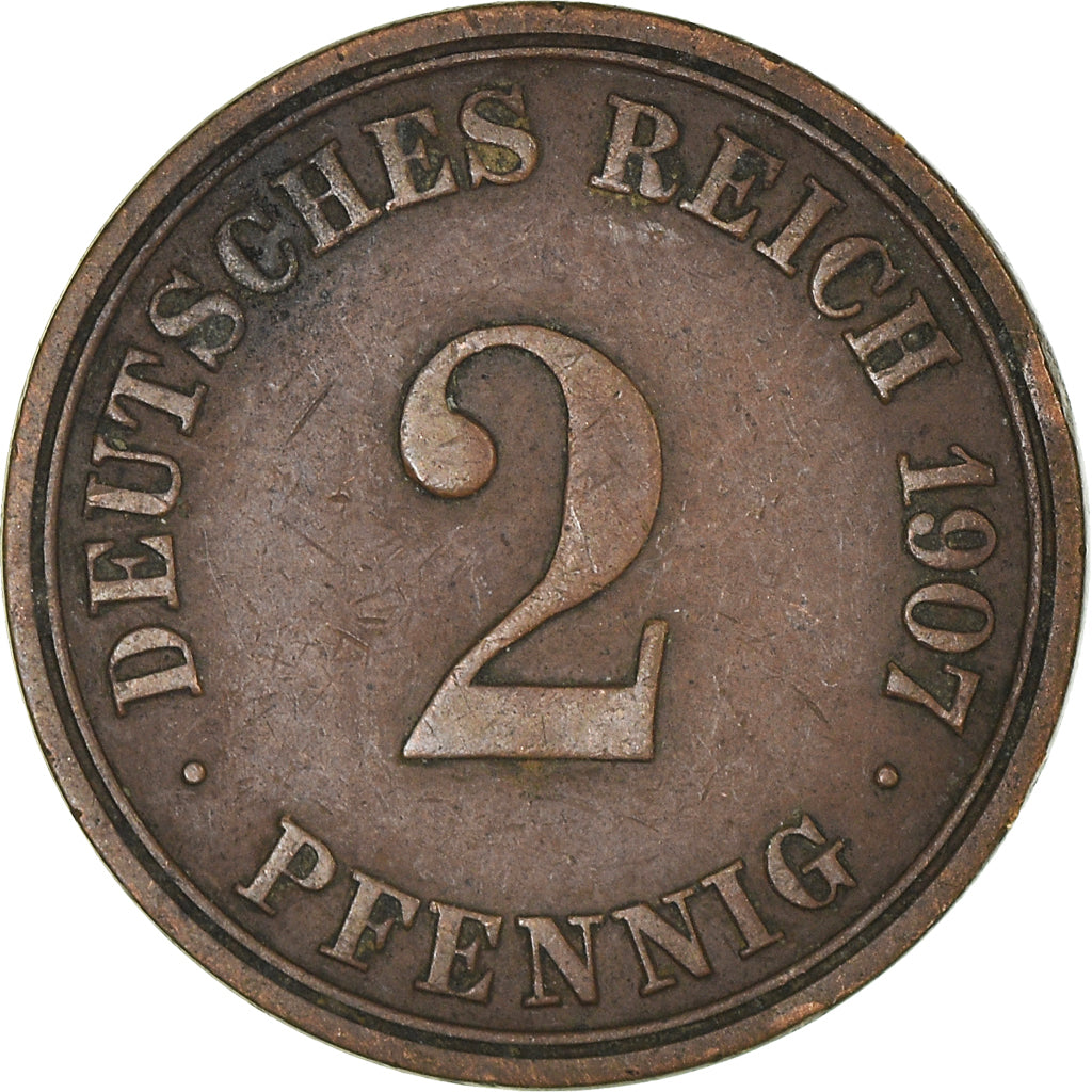 Moneda, ALEMANIA - IMPERIO, 2 Pfennig, 1907