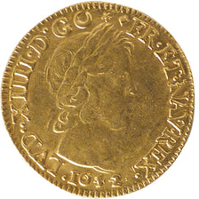 FRANCE, Louis d'Or, 1652, Lyons, AU(50-53), Gold, Gadoury #244, 6.70