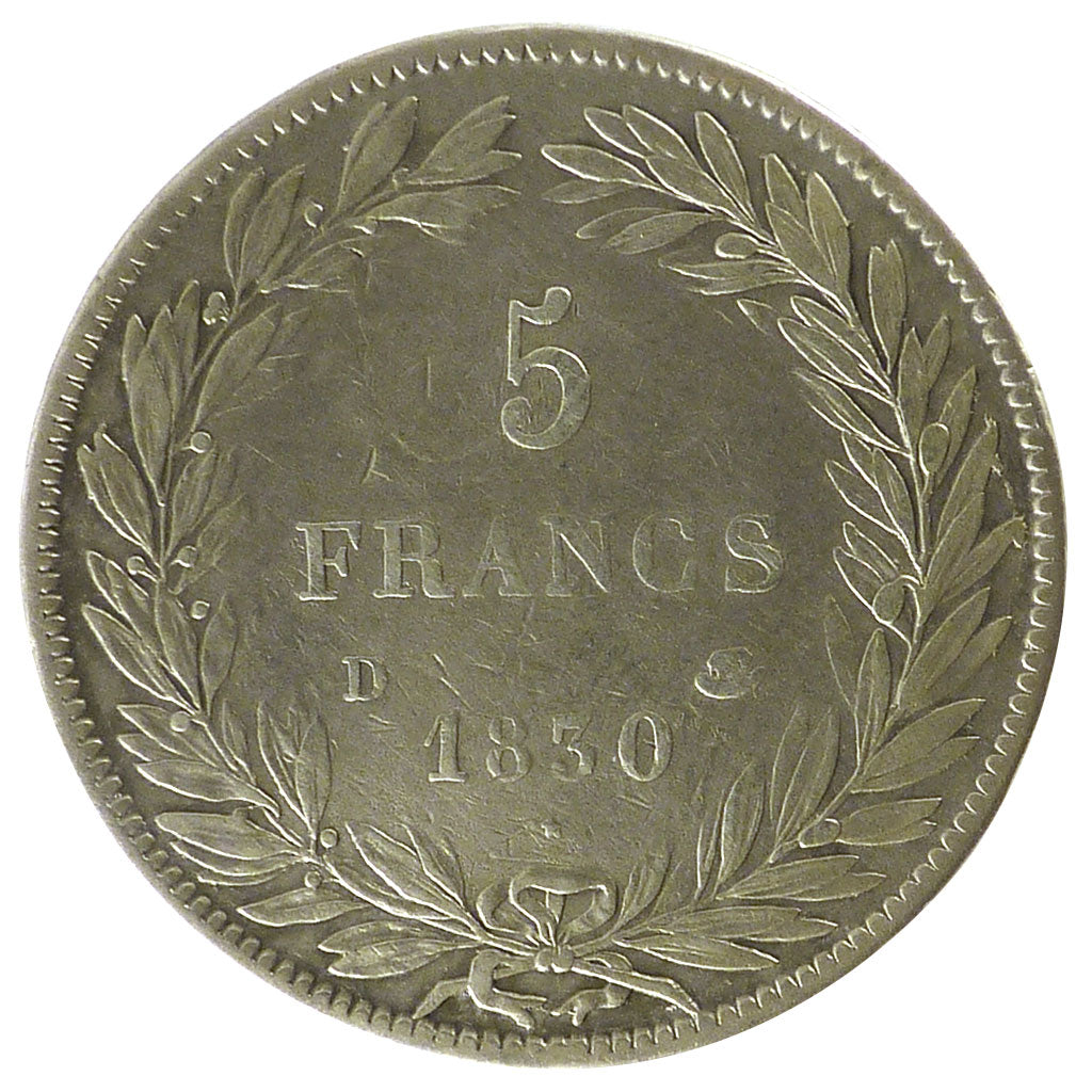 FRANCE, Louis-Philippe, 5 Francs, 1830, Lyons, KM #737.3, EF(40-45), Silver,...