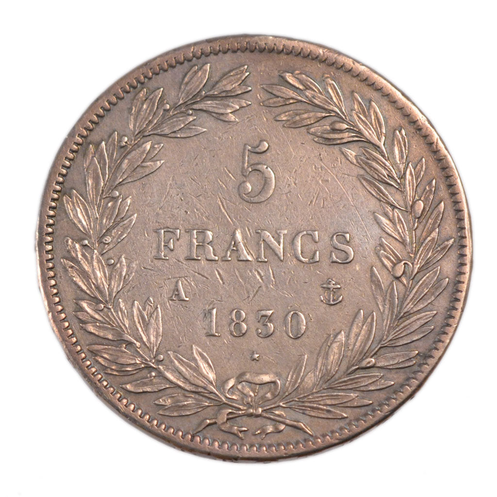 FRANCE, Louis-Philippe, 5 Francs, 1830, Paris, KM #738, AU(50-53), Silver,...