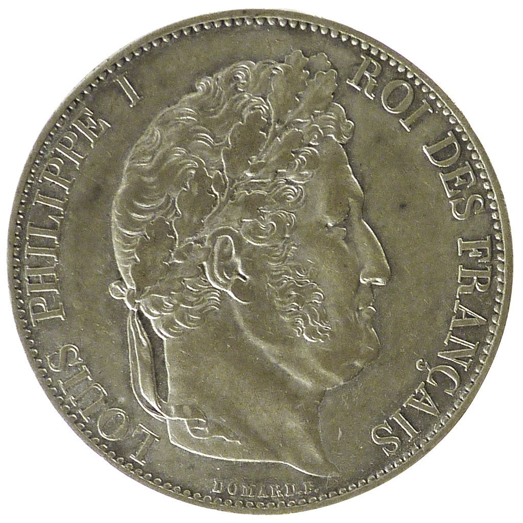 FRANCE, Louis-Philippe, 5 Francs, 1845, Lille, KM #749.13, AU(55-58), Silver,...