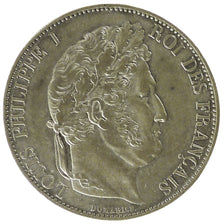 FRANCE, Louis-Philippe, 5 Francs, 1845, Lille, KM #749.13, AU(55-58), Silver,...
