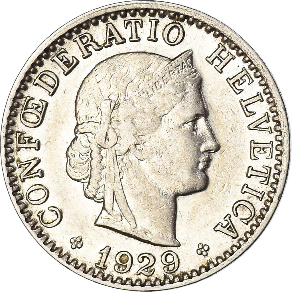 Münze, Schweiz, 20 Rappen, 1929