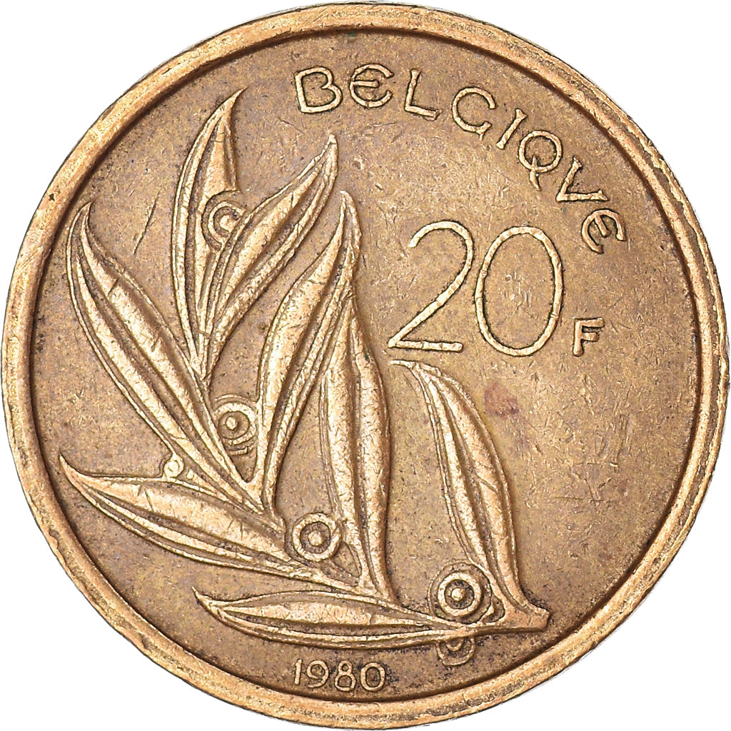 Moeda, Bélgica, 20 Francs, 1980