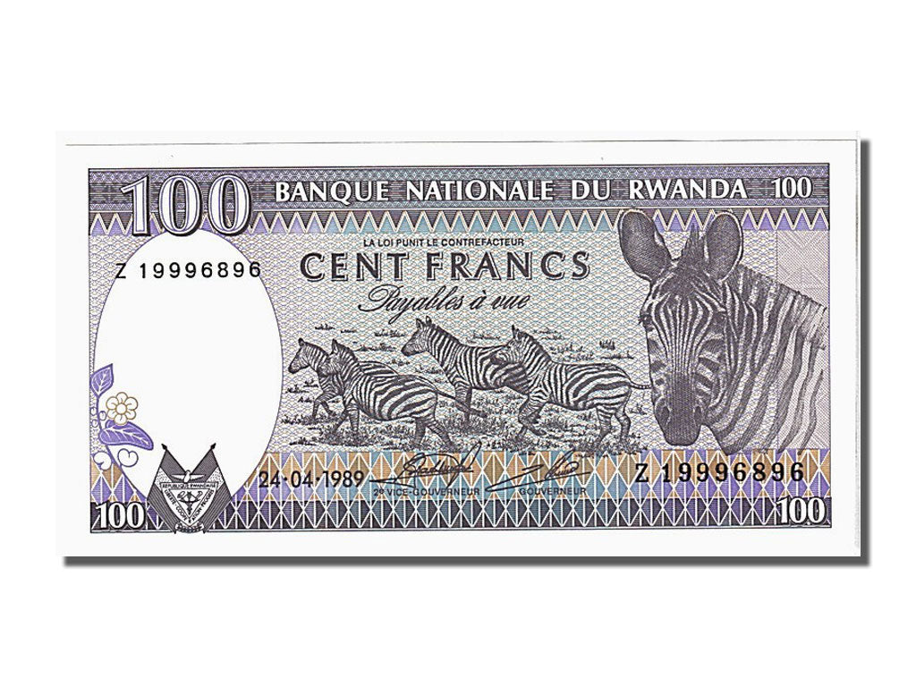 Rwanda, 100 Francs, 1989, KM #19, UNC(65-70), Z19996896