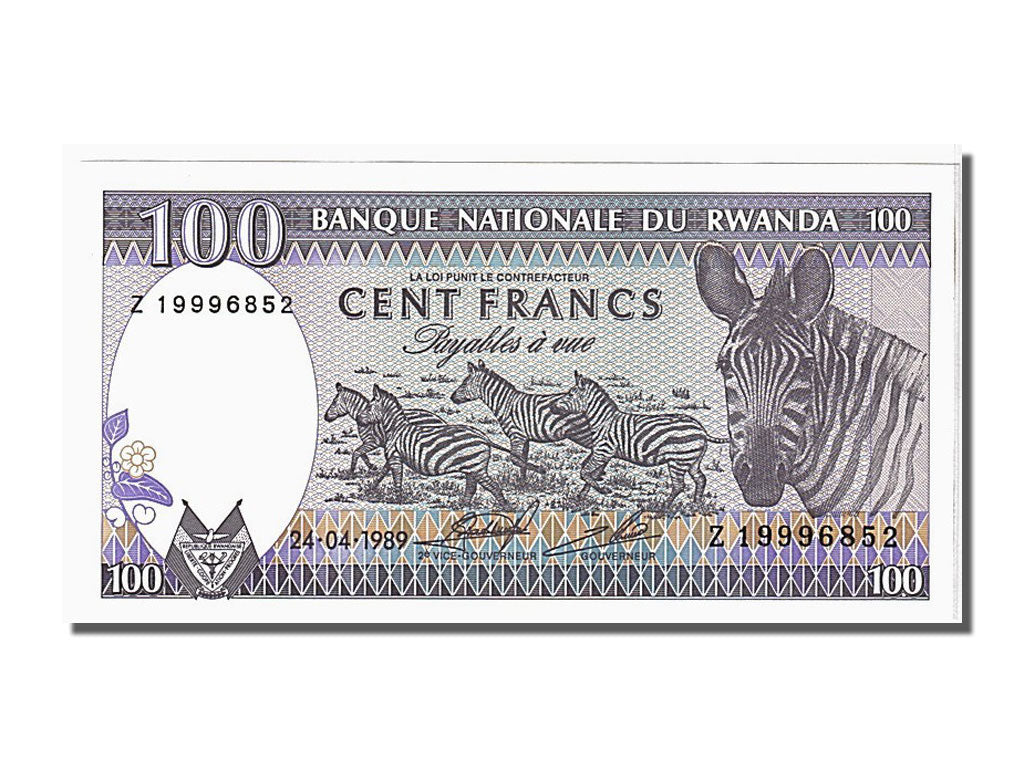 Rwanda, 100 Francs, 1989, KM #19, UNC(65-70), Z19996852