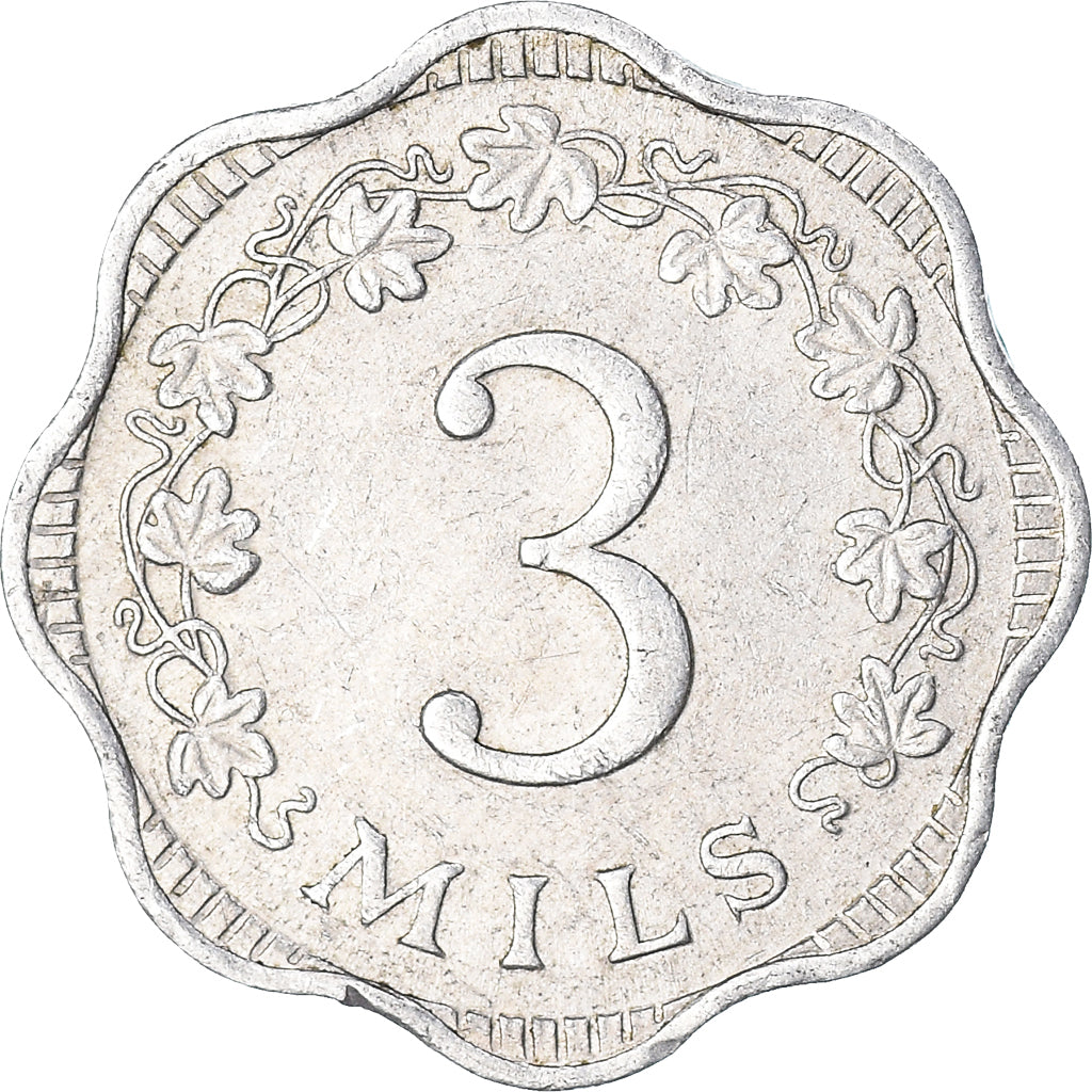 Coin, Malta, 3 Mils, 1972