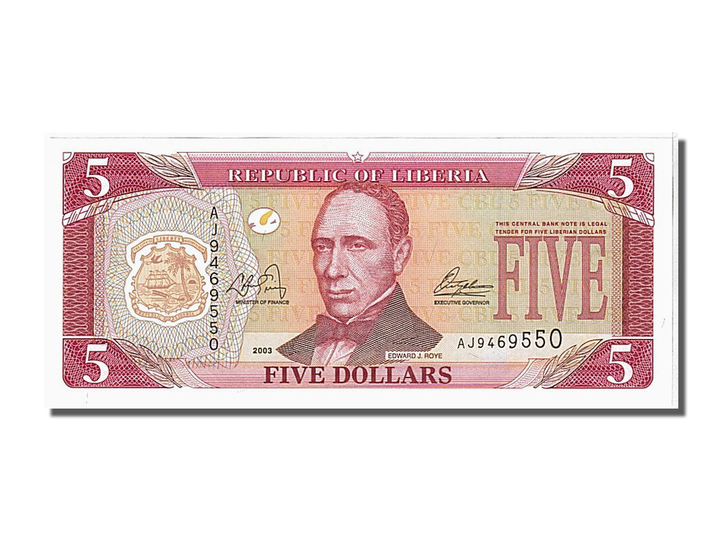 Biljet, Liberia, 5 Dollars, 2003, NIEUW