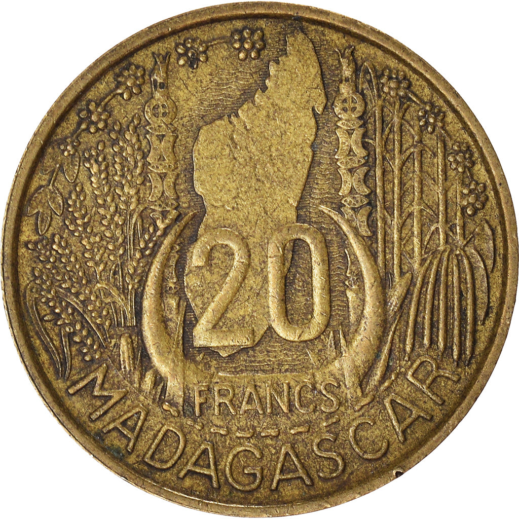 Coin, Madagascar, 20 Francs, 1953