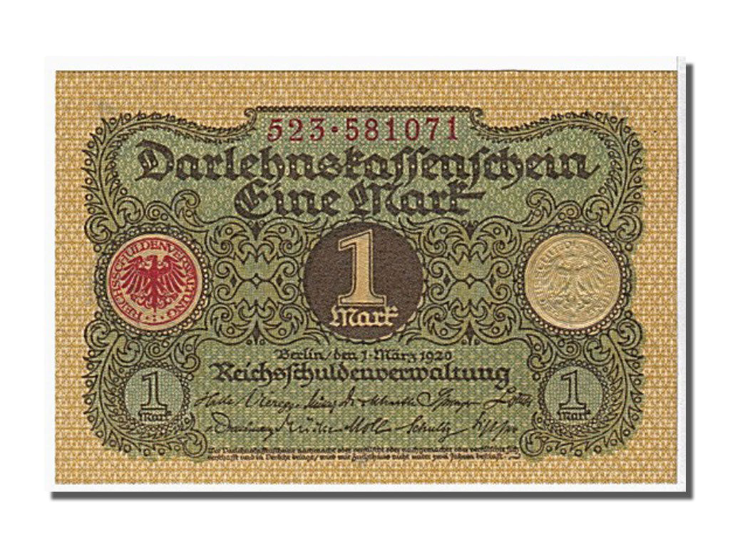 Germany, 1 Mark, 1920, KM #58, 1920-03-01, UNC(65-70), 523 581071