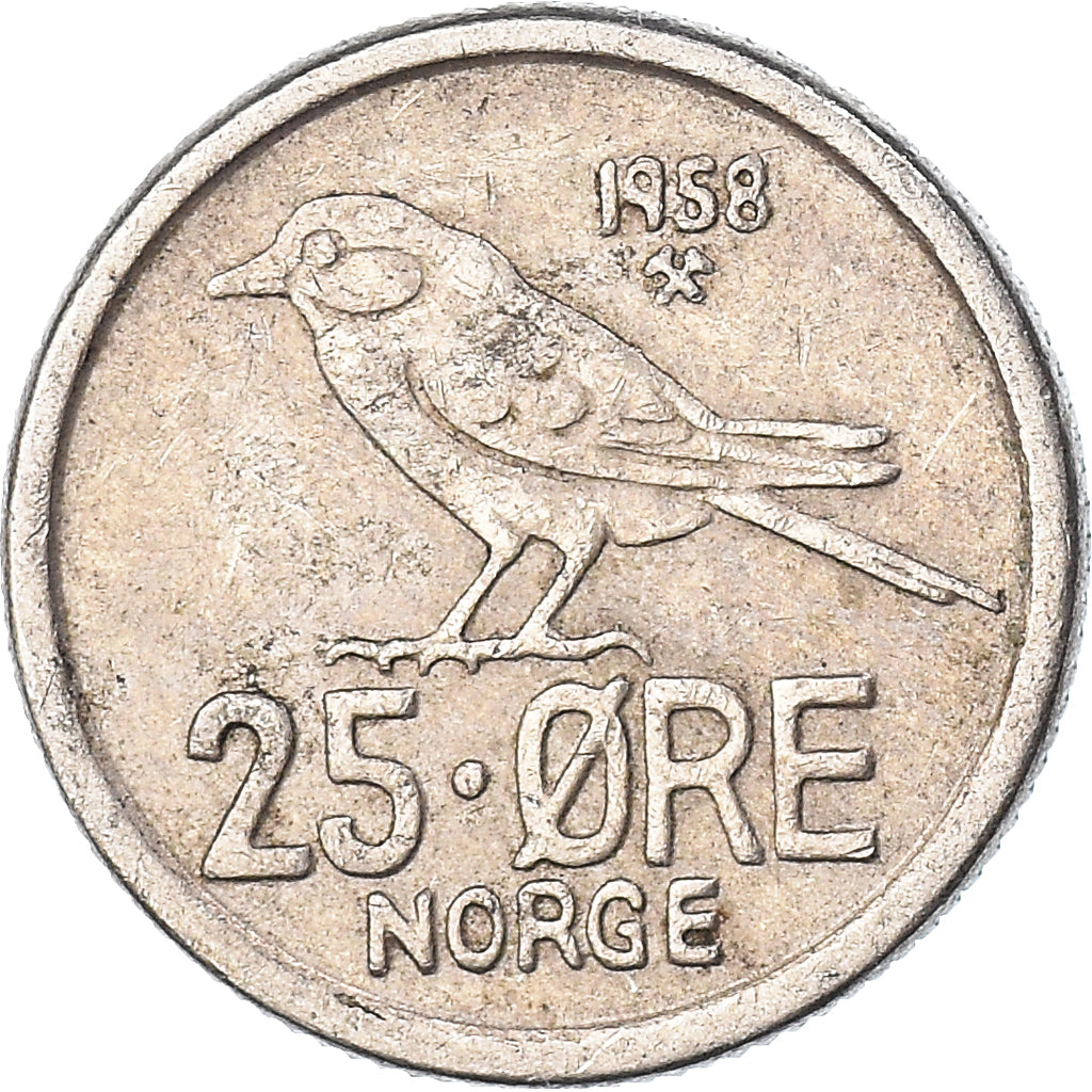 Moeda, Noruega, 25 Öre, 1958