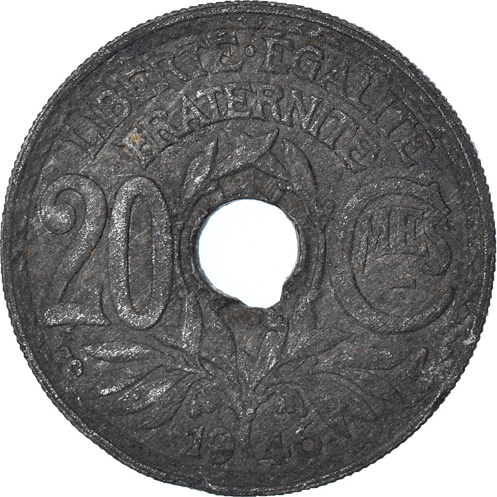 Coin, France, 20 Centimes, 1946