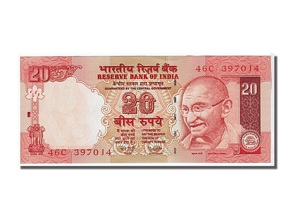 India, 20 Rupees, 2008, KM #96c, UNC(65-70), 46C 397014