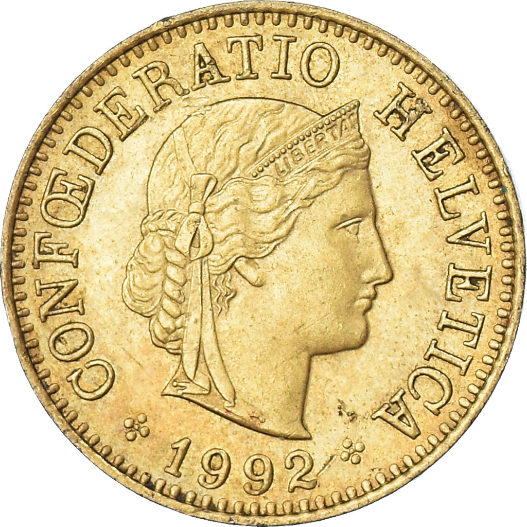 Moeda, Suíça, 5 Rappen, 1992
