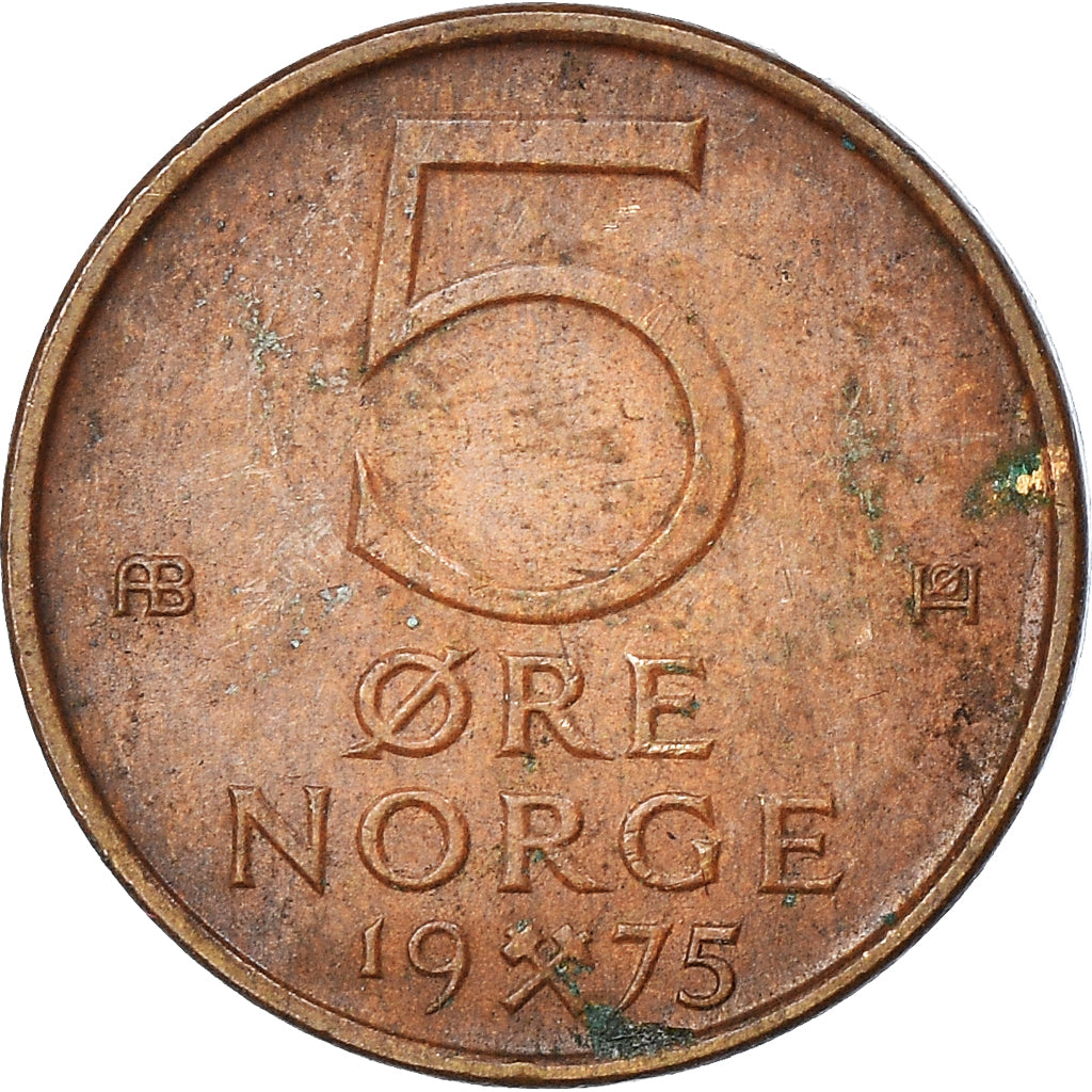 Moneta, Norvegia, 5 Öre, 1975