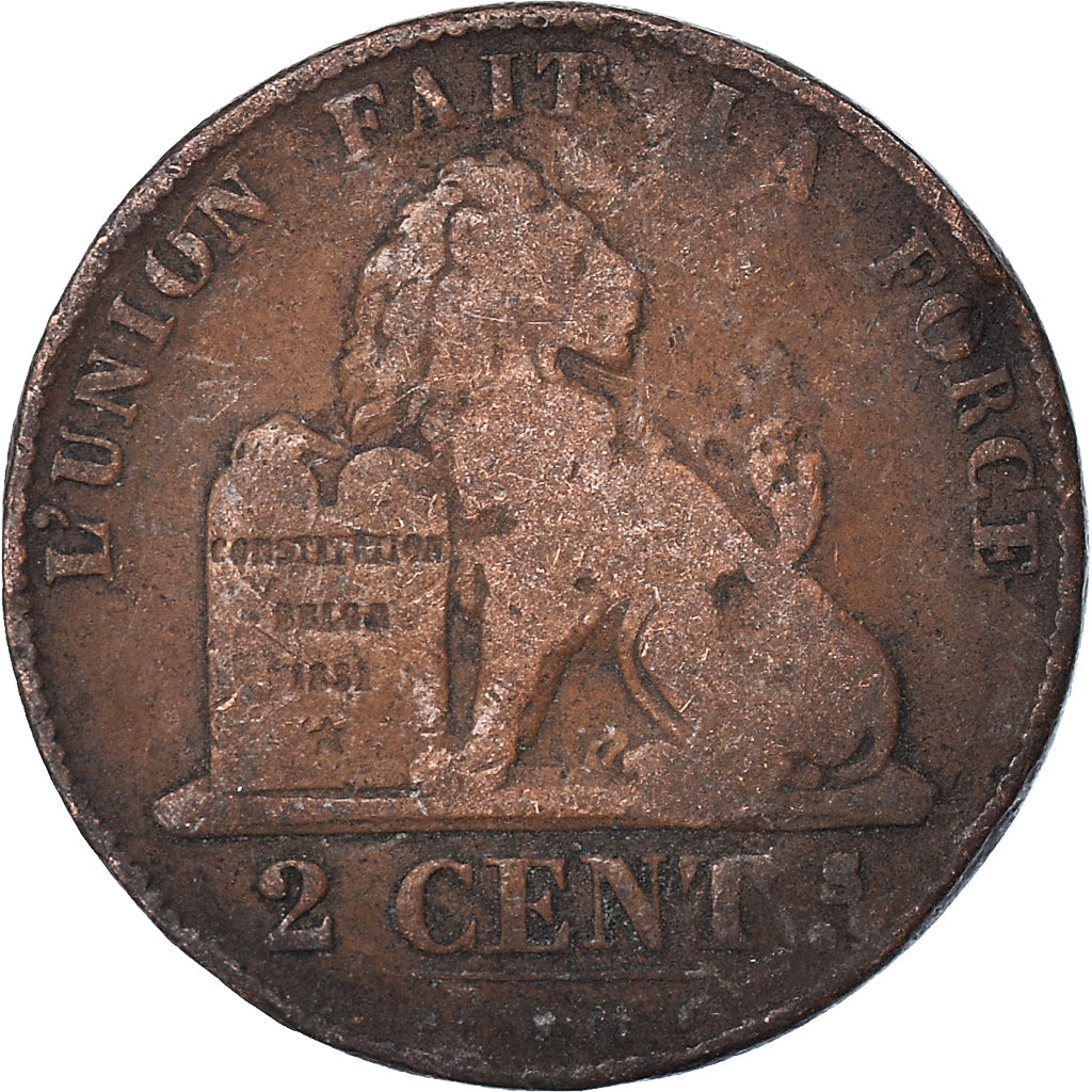 Moeda, Bélgica, 2 Centimes, 1859