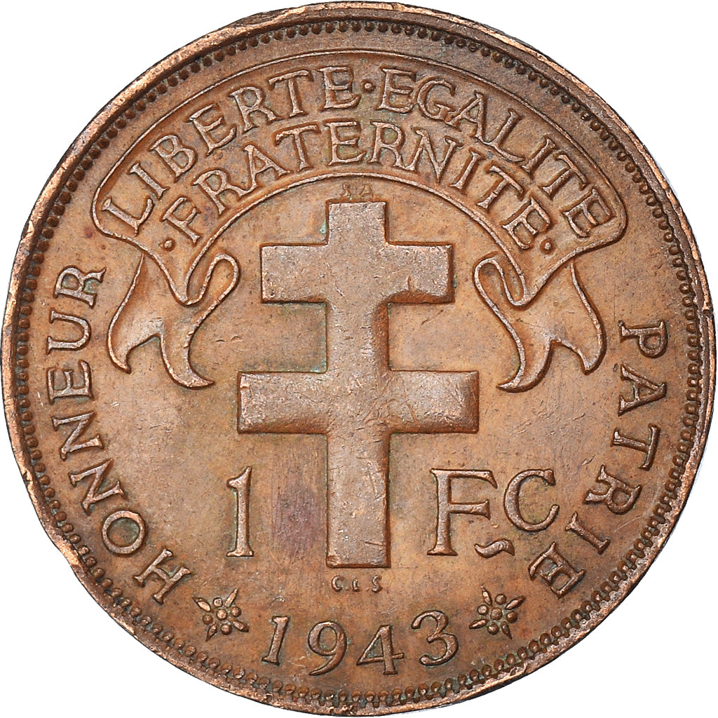 Coin, Madagascar, Franc, 1943