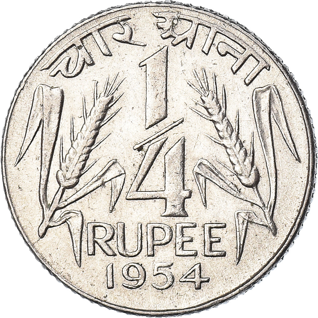 Coin, INDIA-REPUBLIC, 1/4 Rupee, 1954
