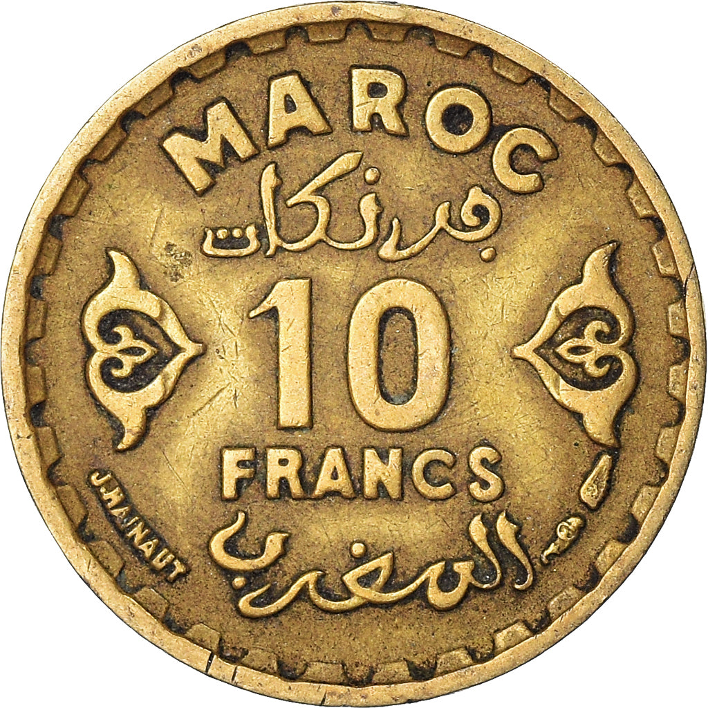 Monnaie, Maroc, 10 Francs, 1951