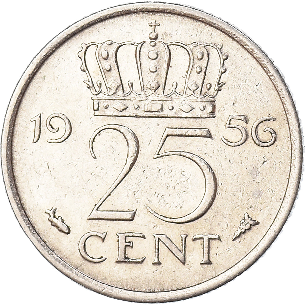 Münze, Niederlande, 25 Cents, 1956