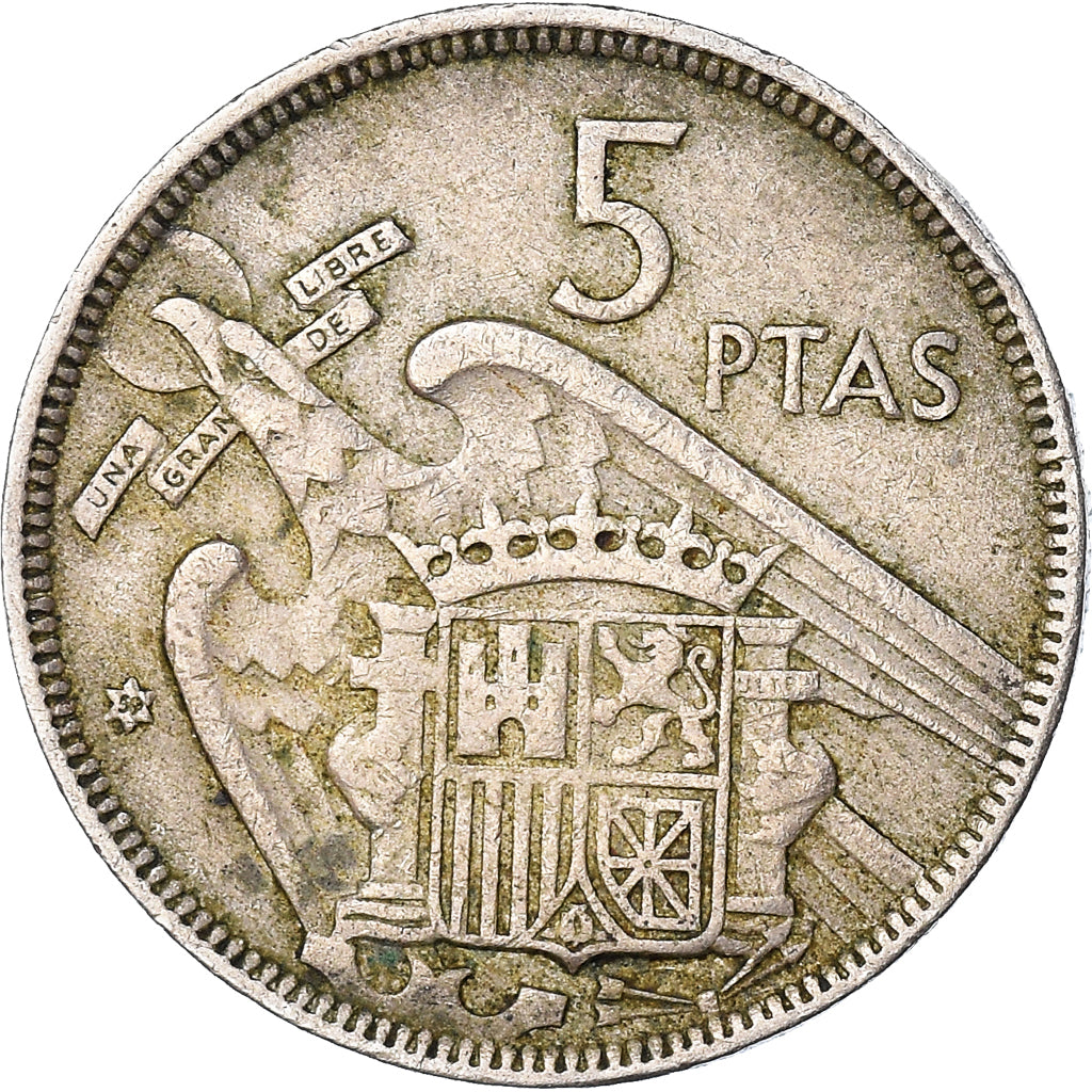 Monnaie, Espagne, 5 Pesetas, 1957-59