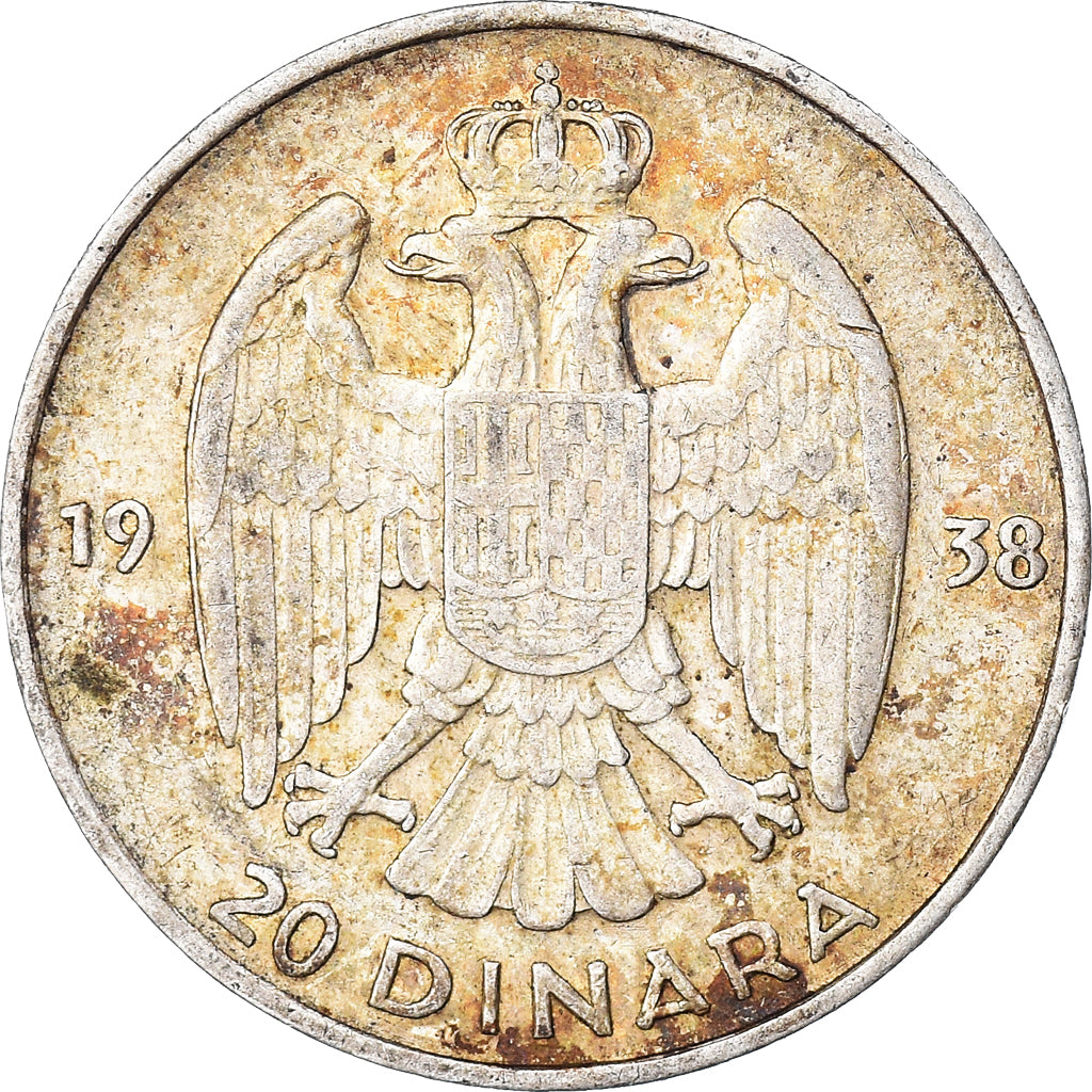 Moneda, Yugoslavia, 20 Dinara, 1938