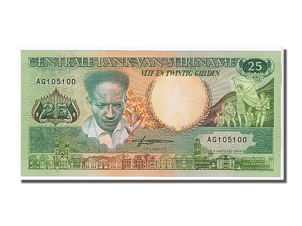 Banknote, Suriname, 25 Gulden, 1988, 1988-01-09, KM:132b, UNC(65-70)