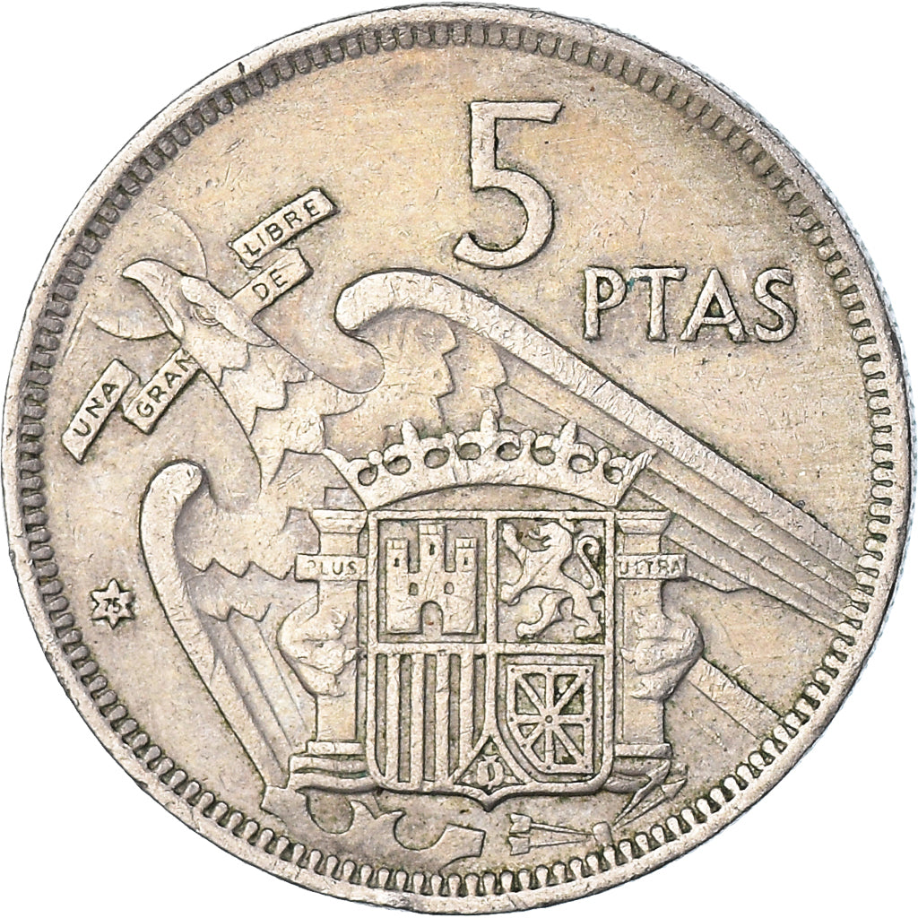 Monnaie, Espagne, 5 Pesetas, 1957-75