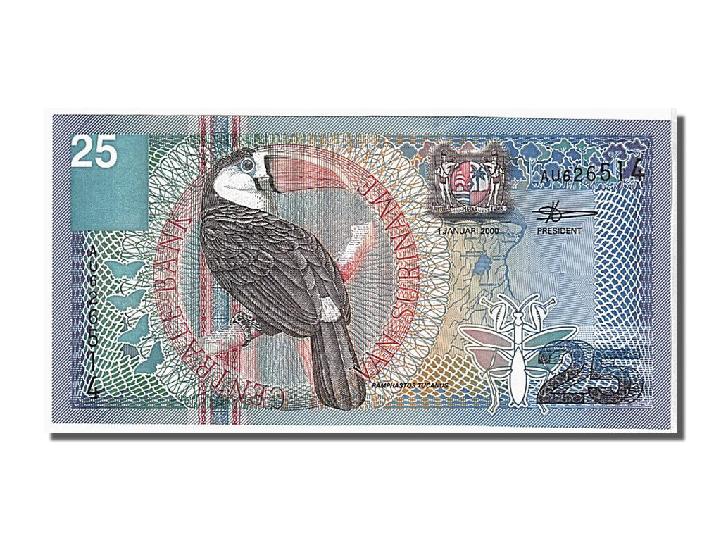 Suriname, 25 Gulden, 2000, KM #148, 2000-01-01, UNC(65-70), AU626514