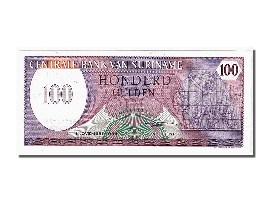 Banknote, Suriname, 100 Gulden, 1985, 1985-11-01, KM:128b, UNC(65-70)